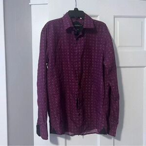 Silver Stone Modern Fit Button Down‎ Shirt Patterned Dress Shirt Size M